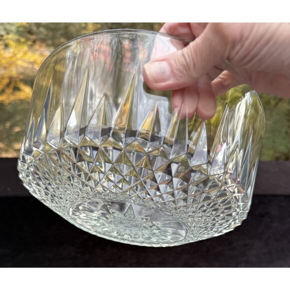 ARCOROC France 9" SALAD Serving Bowl DIAMANT Cut Clear Glass Sunburst -S1 - Picture 3 of 10